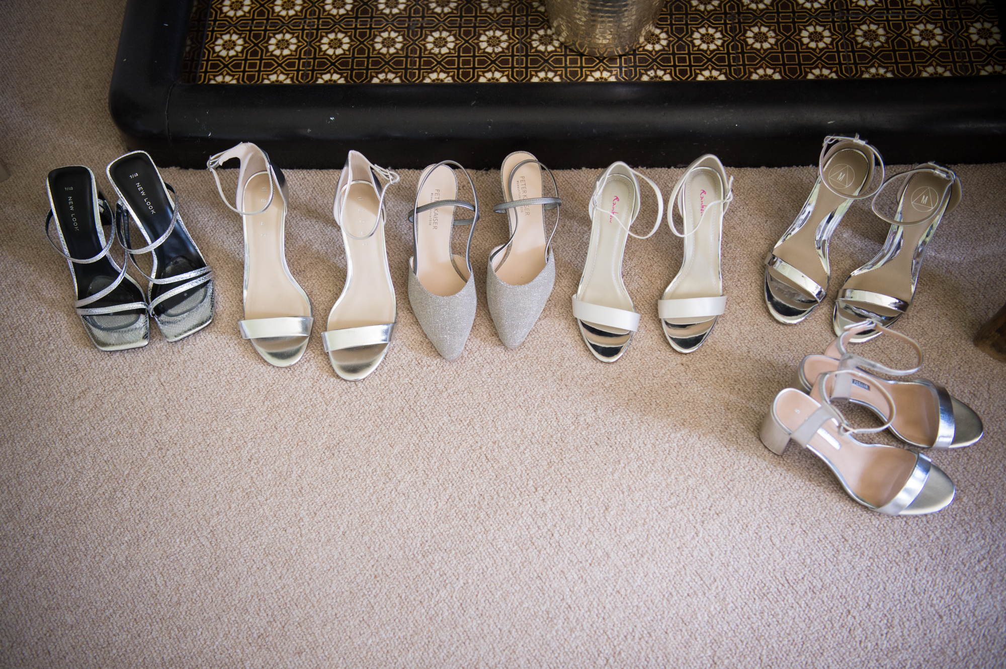 Six pairs of bridesmaids shoes